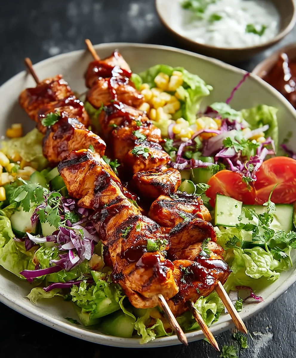 BBQ Chicken Skewer Salad-Fresh & Flavorful Meal