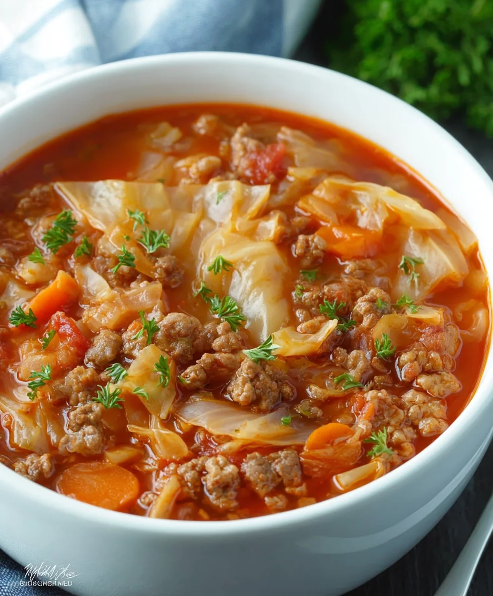 Hearty Beef Cabbage Roll Soup - Easy & Delicious
