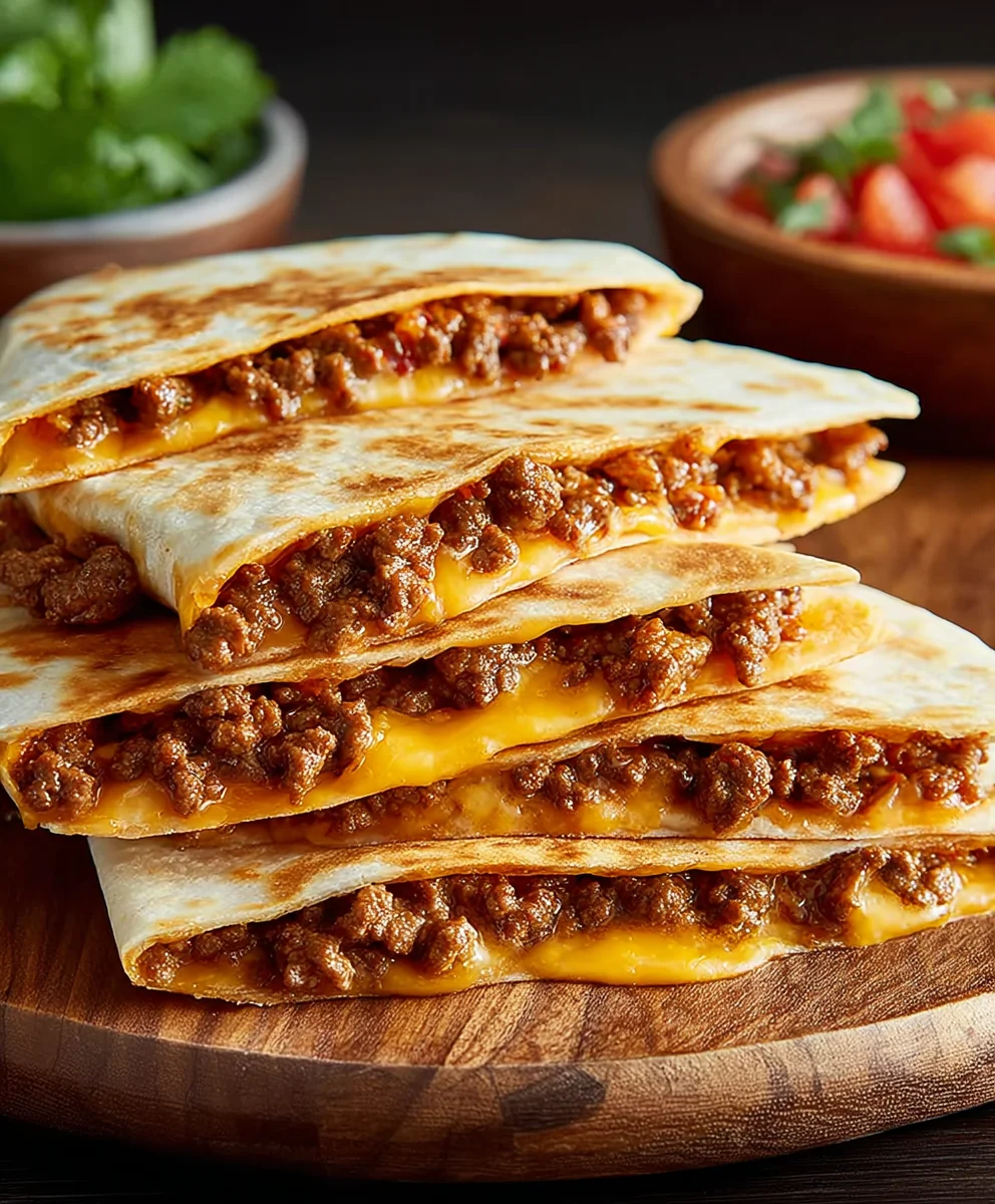 Easy Cheesy Ground Beef Quesadillas Recipe