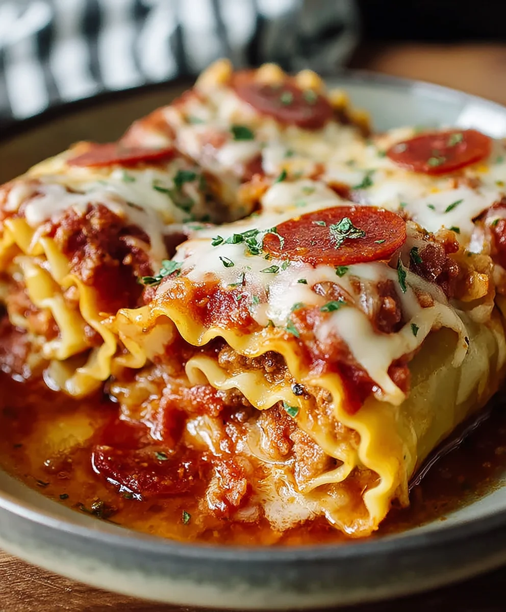 Beef Beef Pepperoni Pizza Lasagna Roll Ups Easy Recipe