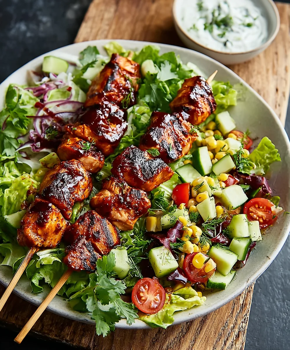 BBQ Chicken Skewer Salad-Fresh & Flavorful Meal