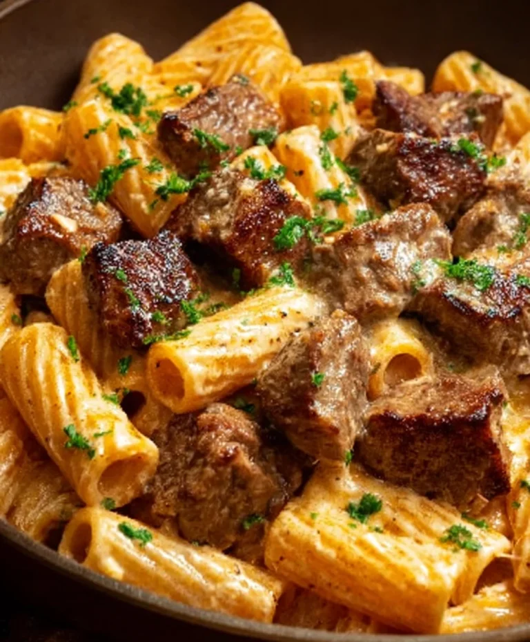 Cajun Steak Tips Rigatoni Parmesan Cheesy Pasta