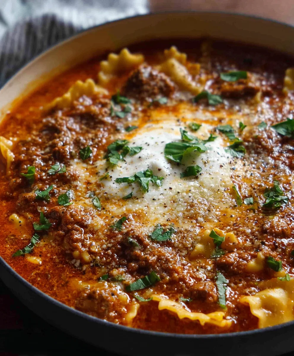 One Pot Lasagna Soup - Quick & Delicious