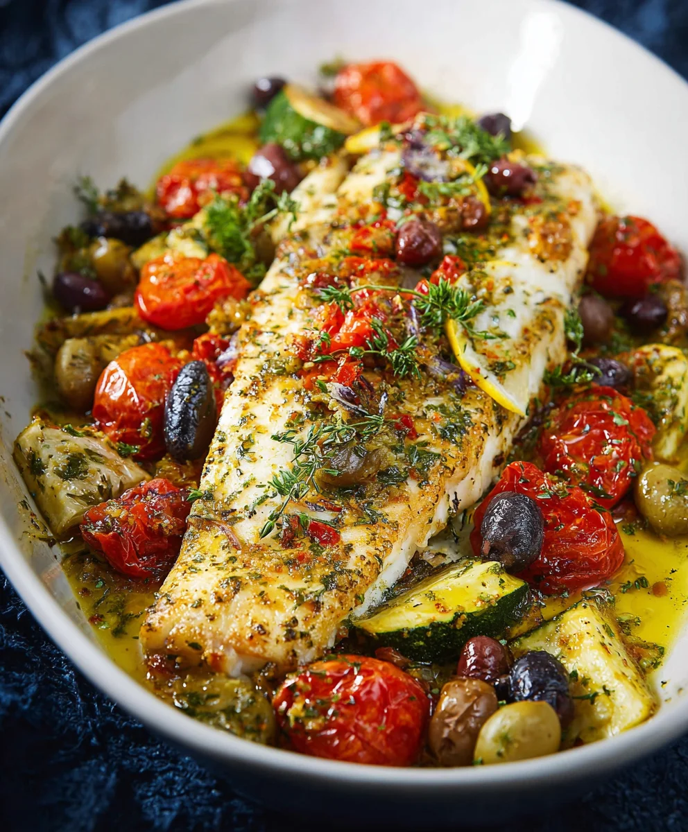 Easy Mediterranean Baked Fish- Simple Healthy Dinner