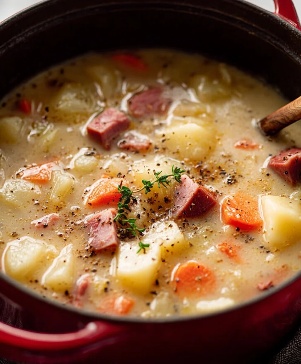Easy Comforting Beef Beef Ham Potato Soup - Delicious