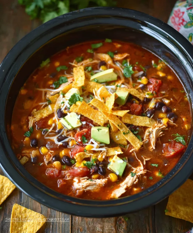 Easy Crockpot Chicken Tortilla Soup Recipe