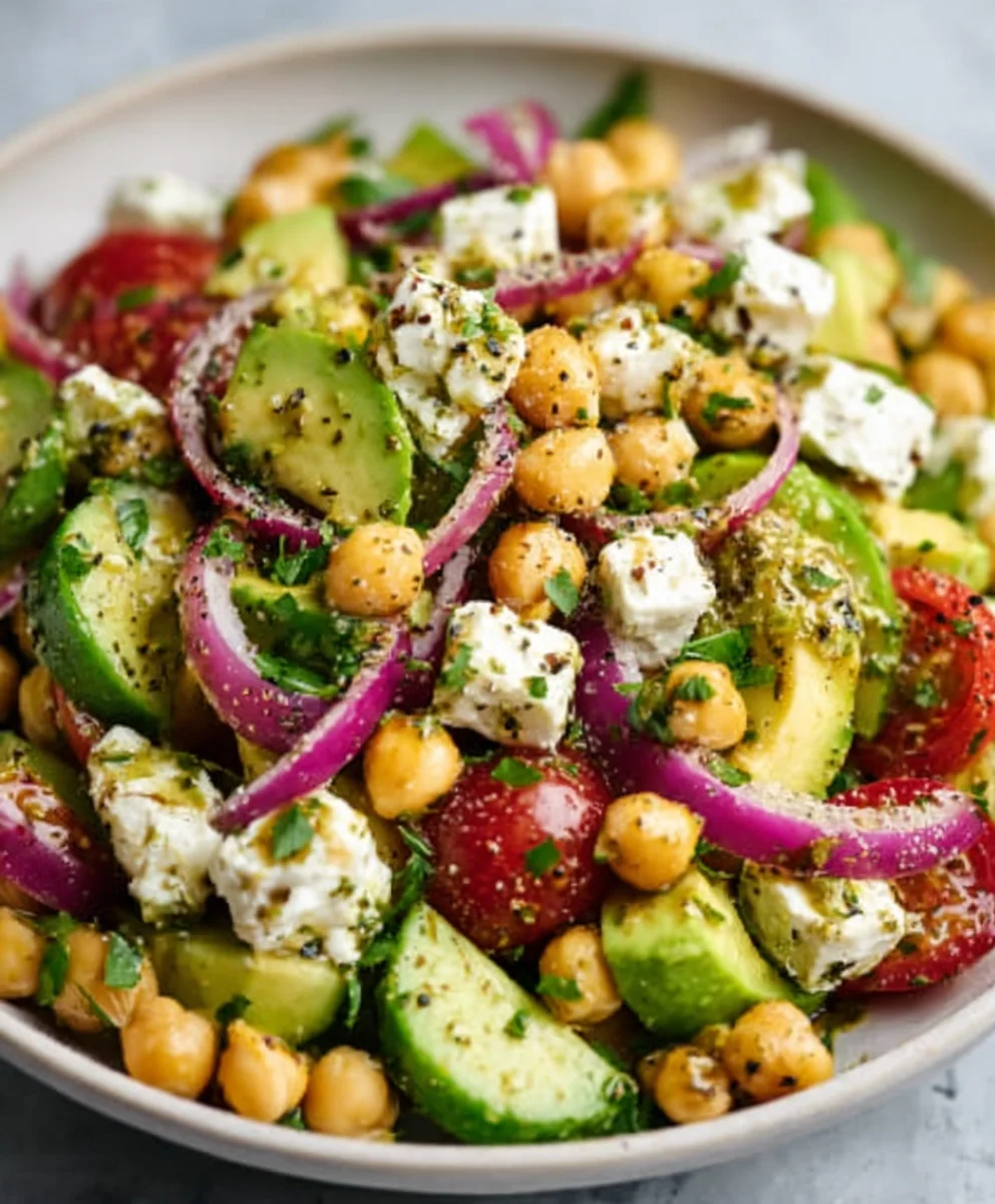 Chickpea Feta Avocado Salad- Easy & Delicious Meal