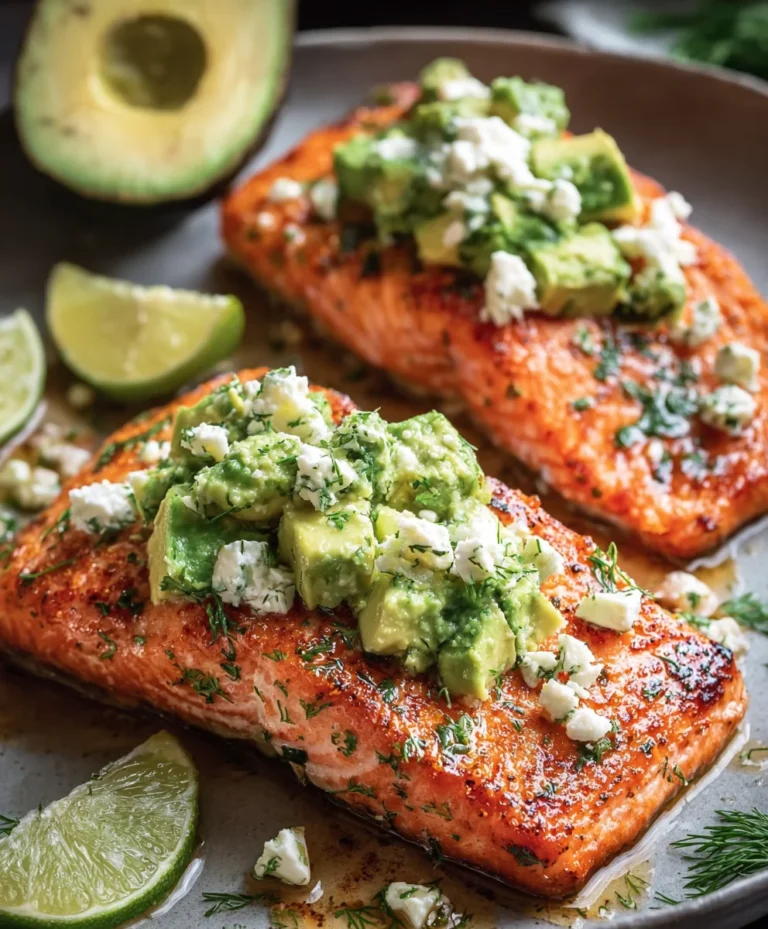 Baked Salmon with Avocado Feta – Easy Healthy Meal