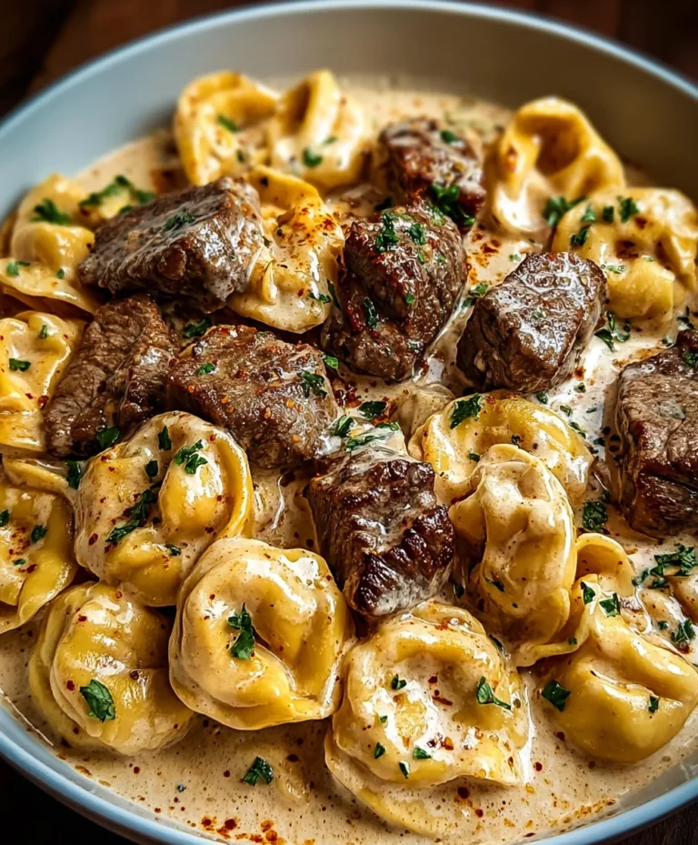 Garlic Steak Tortellini Creamhouse Sauce Bliss Recipe