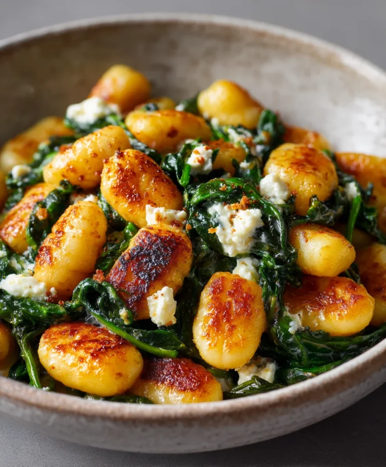 Crispy Gnocchi with Spinach Feta – Easy Dinner