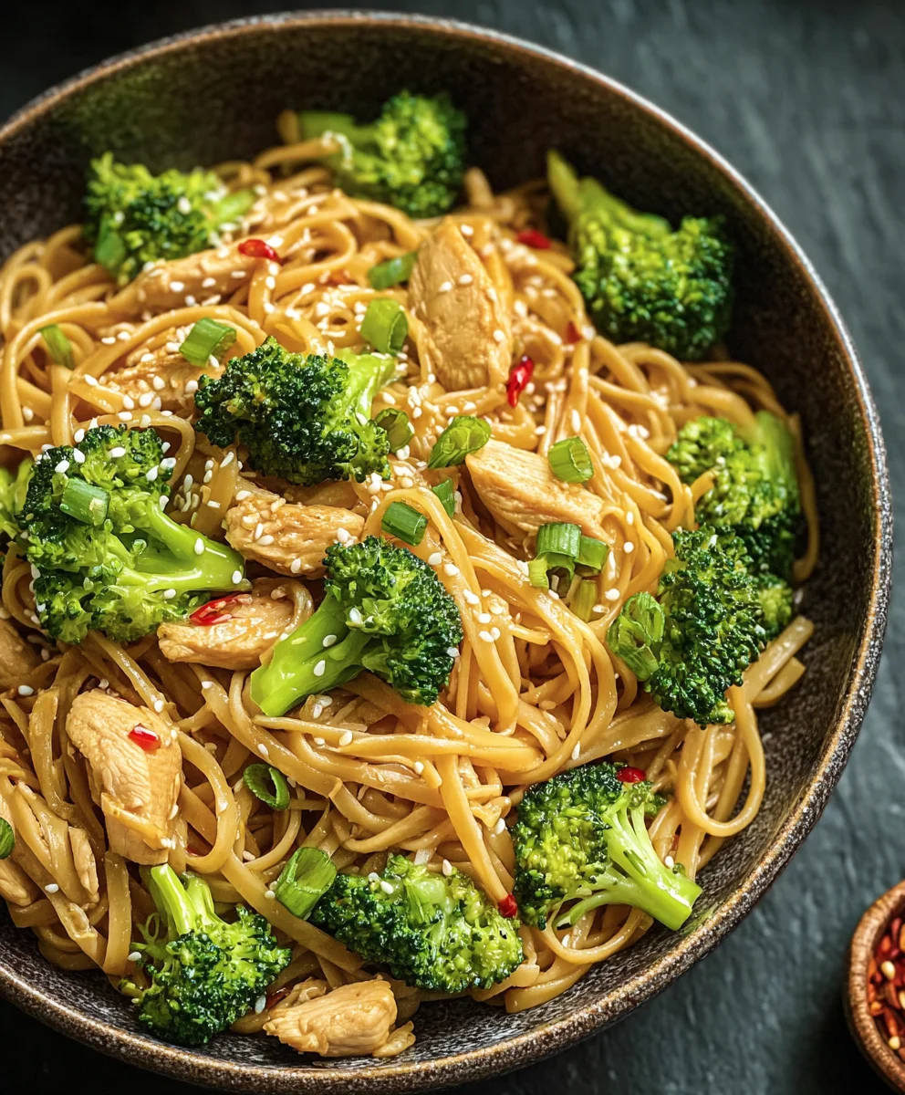 Healthy Sesame Chicken Noodles - Quick Broccoli Dinner