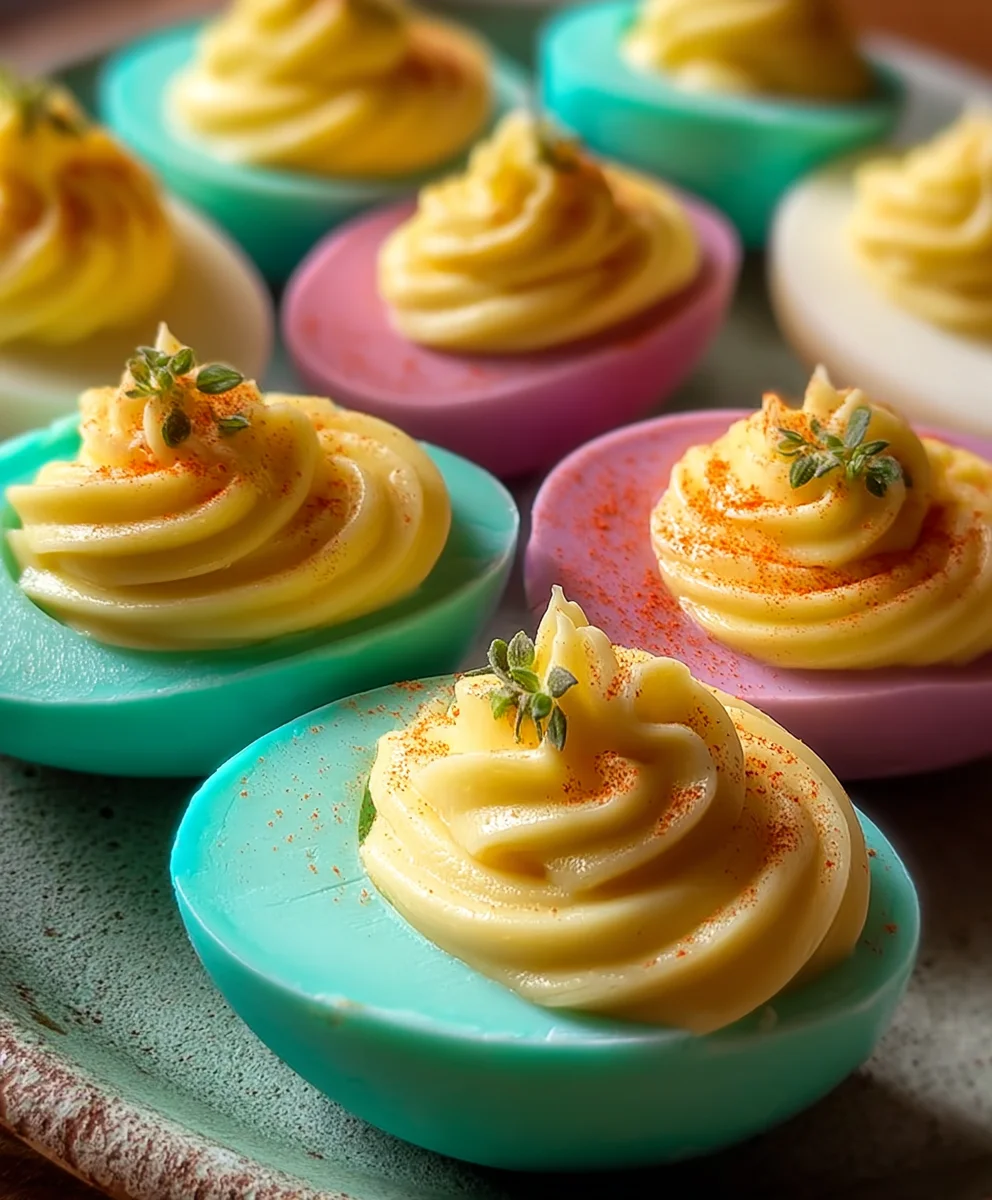 Fun-Colored Deviled Eggs-Party Appetizer