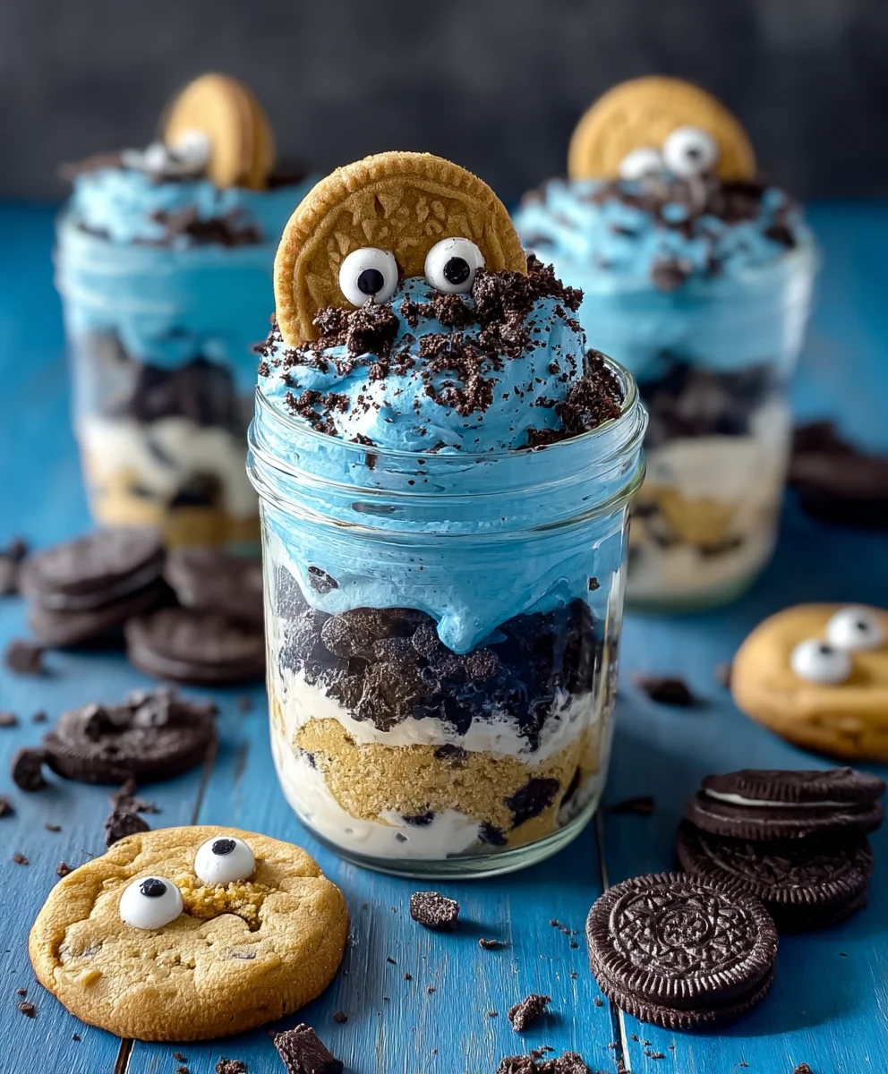 Cookie Monster Cake Jars- Fun Sweet Treat