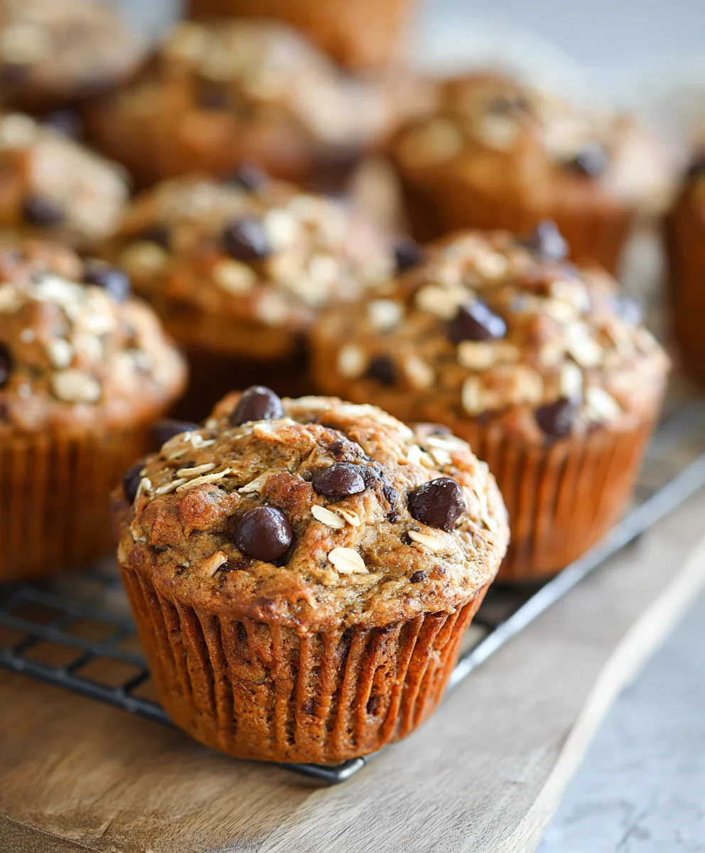 Healthy Banana Oatmeal Muffins-Chocolate Chip Yum