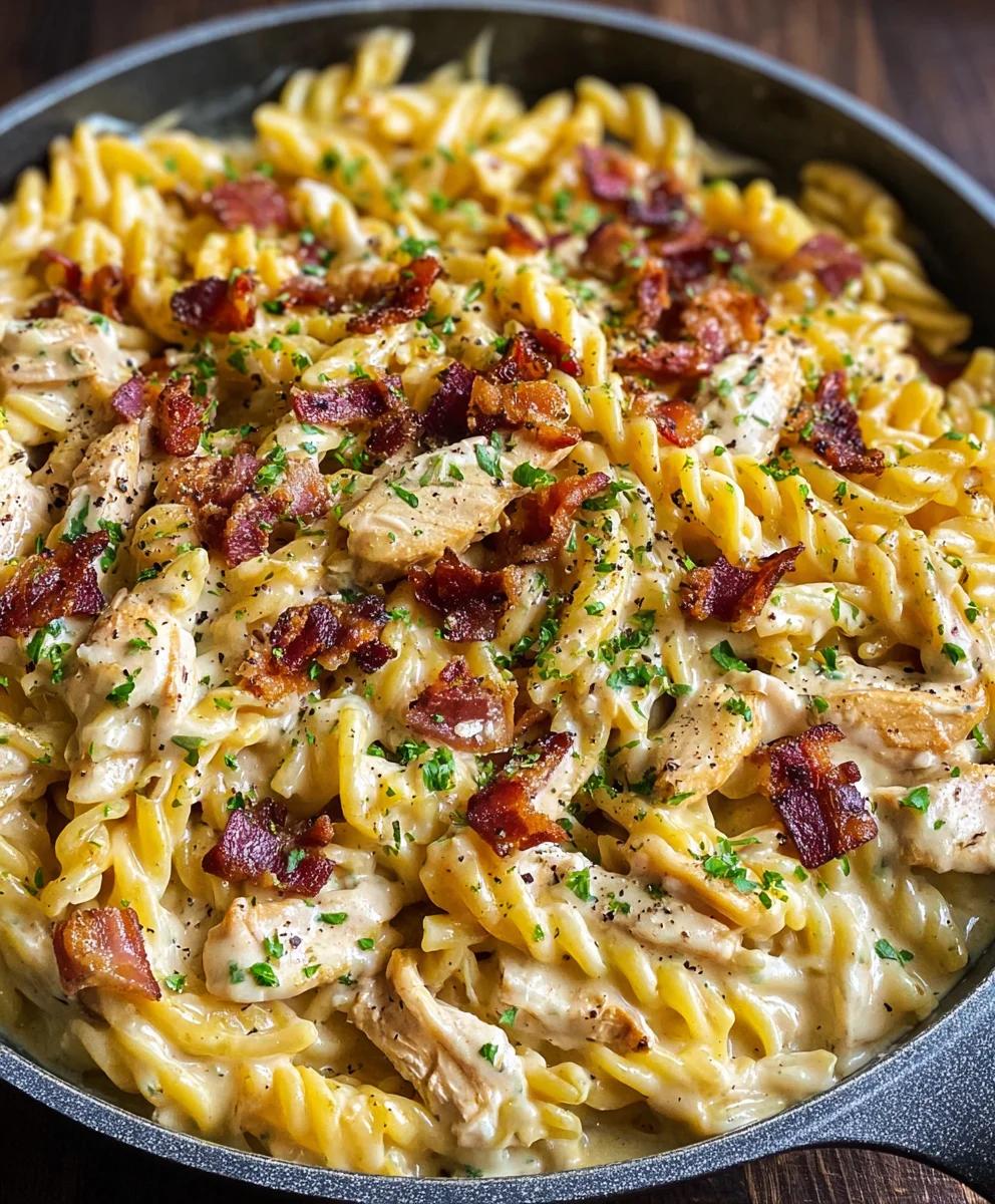 Creamy Ranch Beef Beef Bacon Chicken Pasta One-Pan