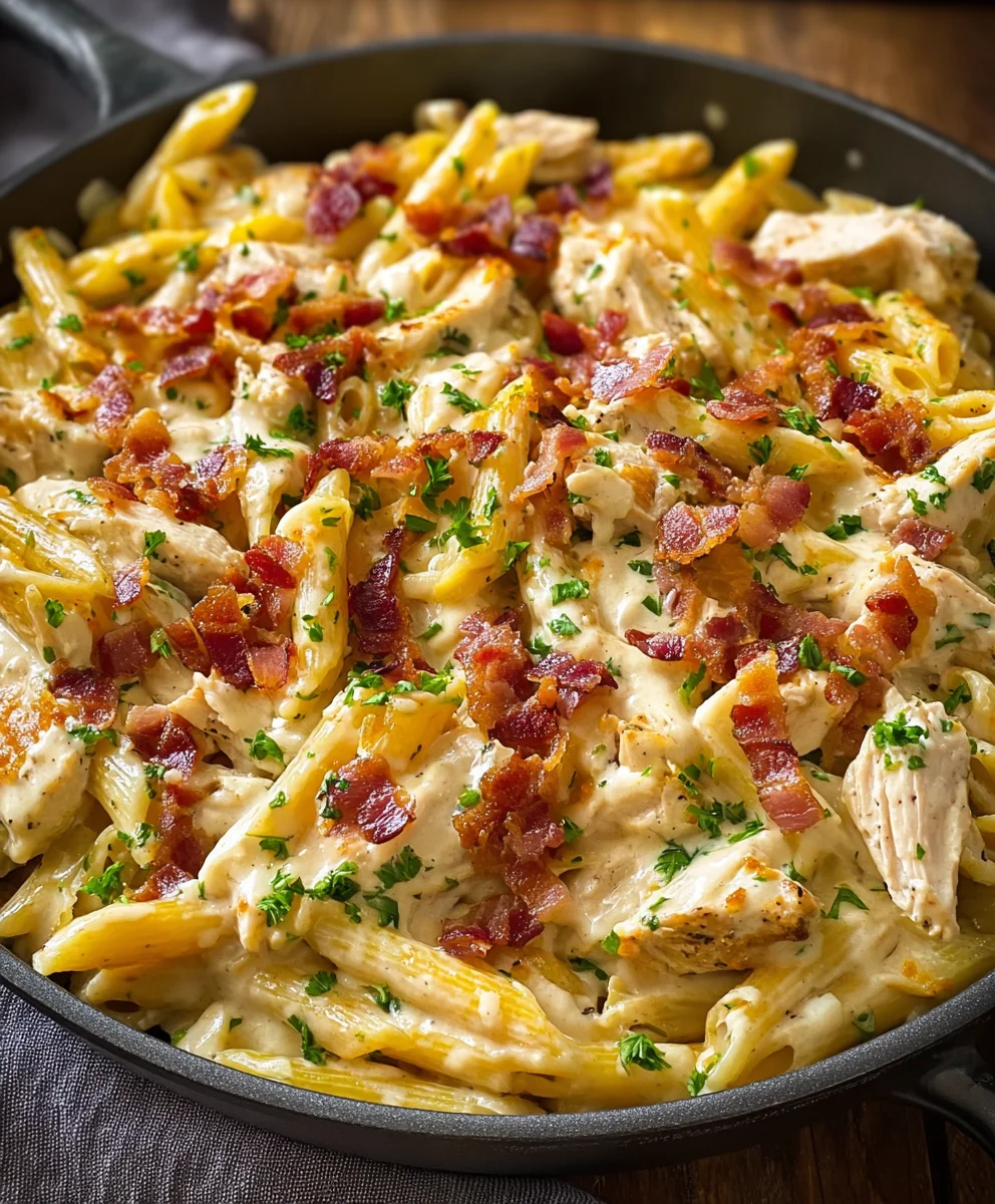 Creamy Ranch Beef Beef Bacon Chicken Pasta One-Pan