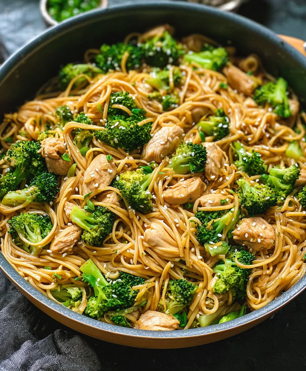 Healthy Sesame Chicken Noodles - Quick Broccoli Dinner