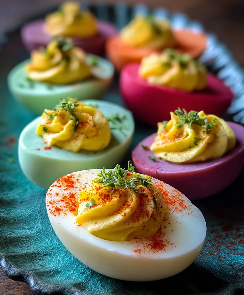 Fun-Colored Deviled Eggs-Party Appetizer