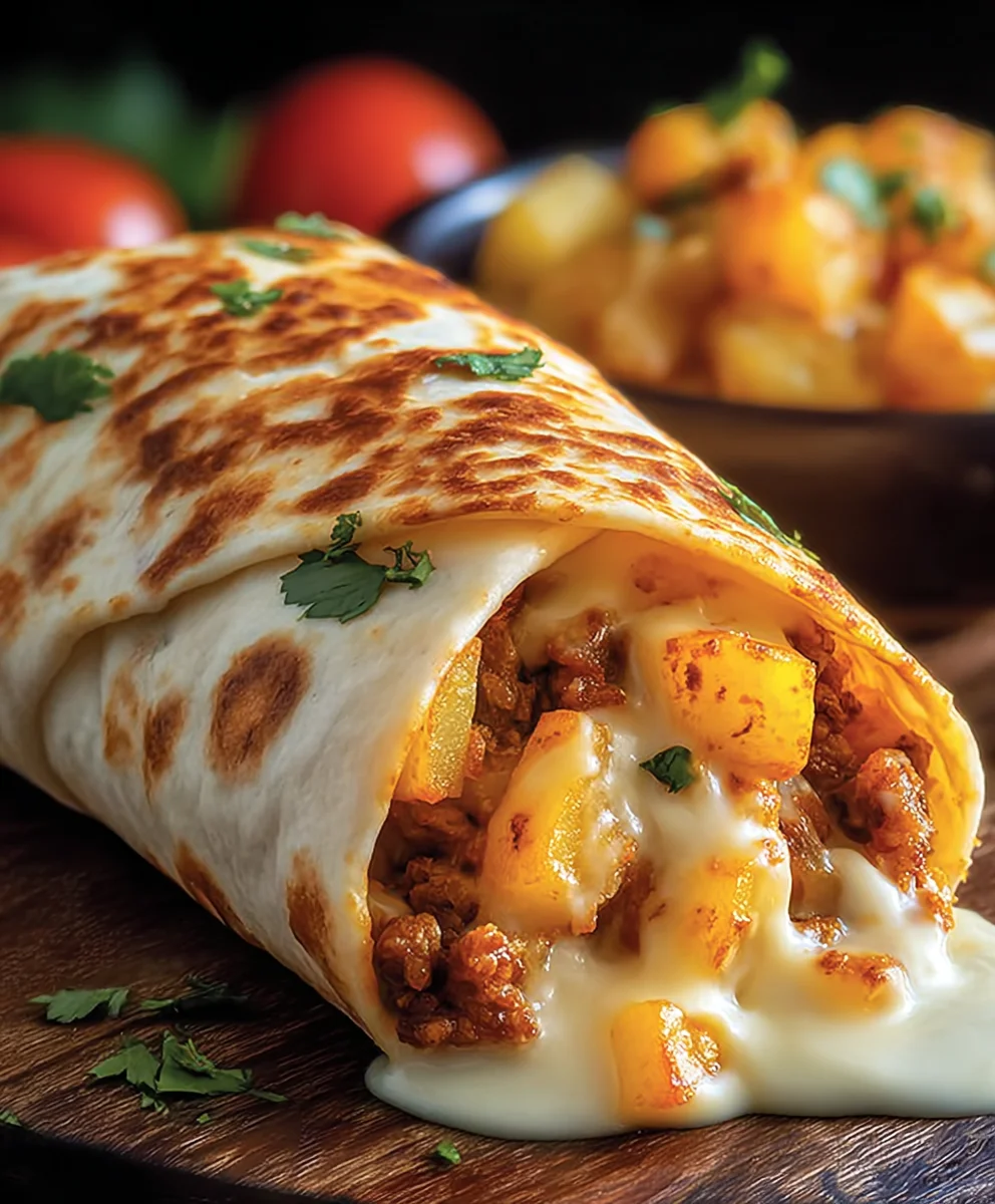 Cheesy Potato Burrito Recipe- Easy & Delicious