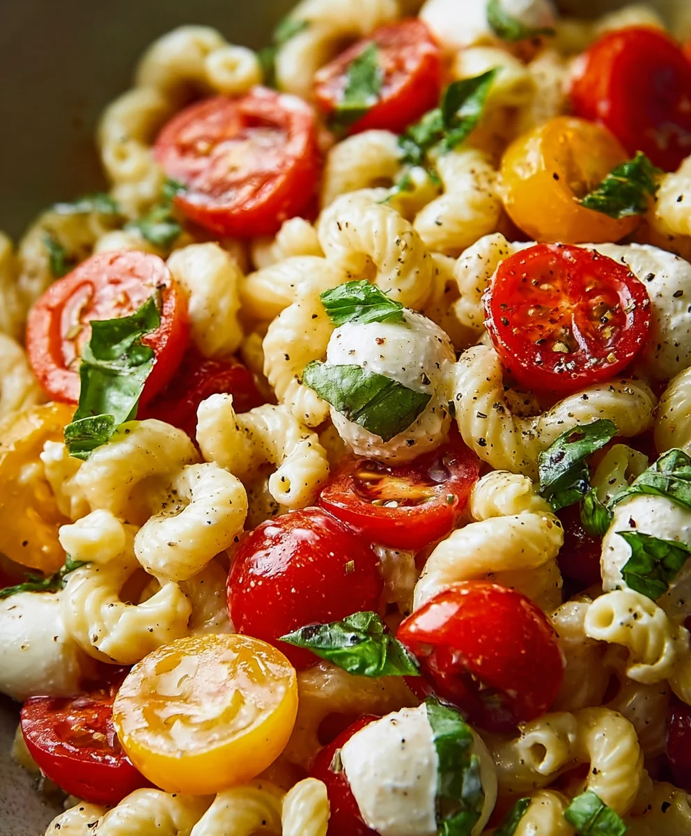 Creamy Caprese Pasta Salad - Easy & Fresh