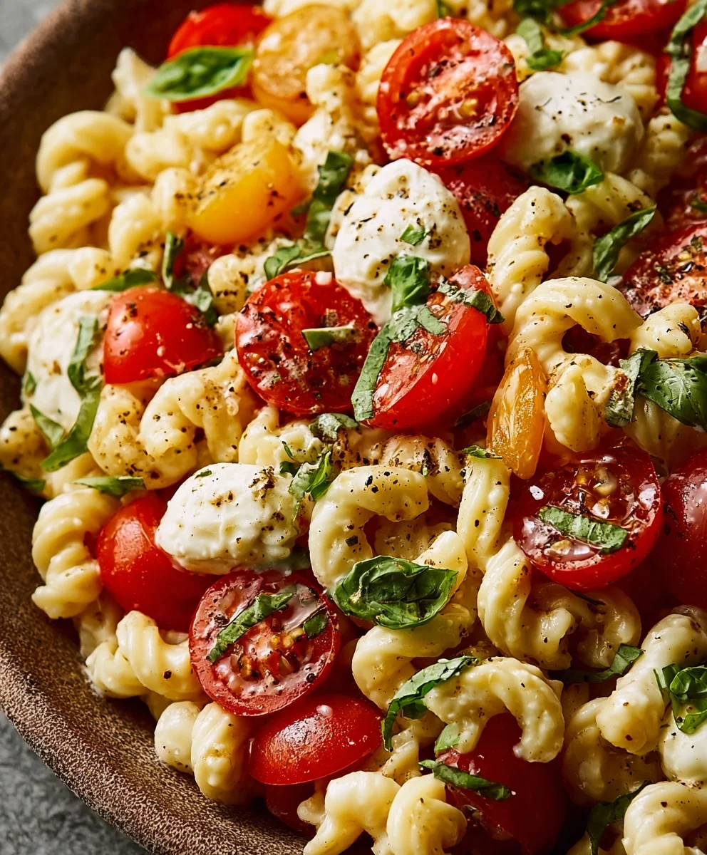 Creamy Caprese Pasta Salad - Easy & Fresh