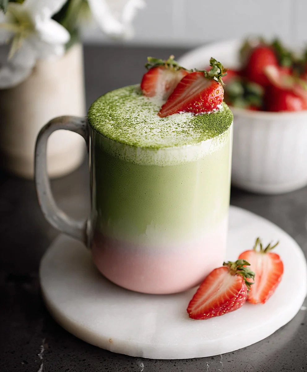 Strawberry Matcha Latte- Refreshing Sweet Drink Recipe