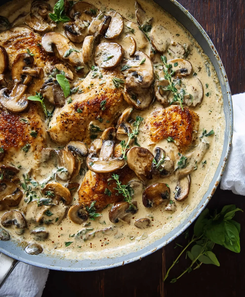 Easy Creamy Mushroom Chicken - Quick Dinner