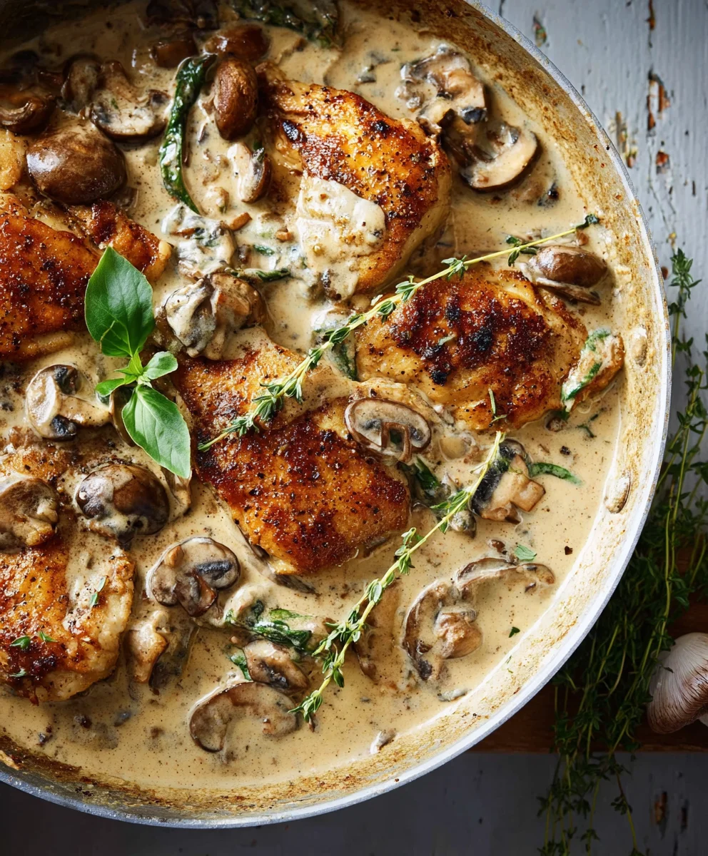 Easy Creamy Mushroom Chicken - Quick Dinner