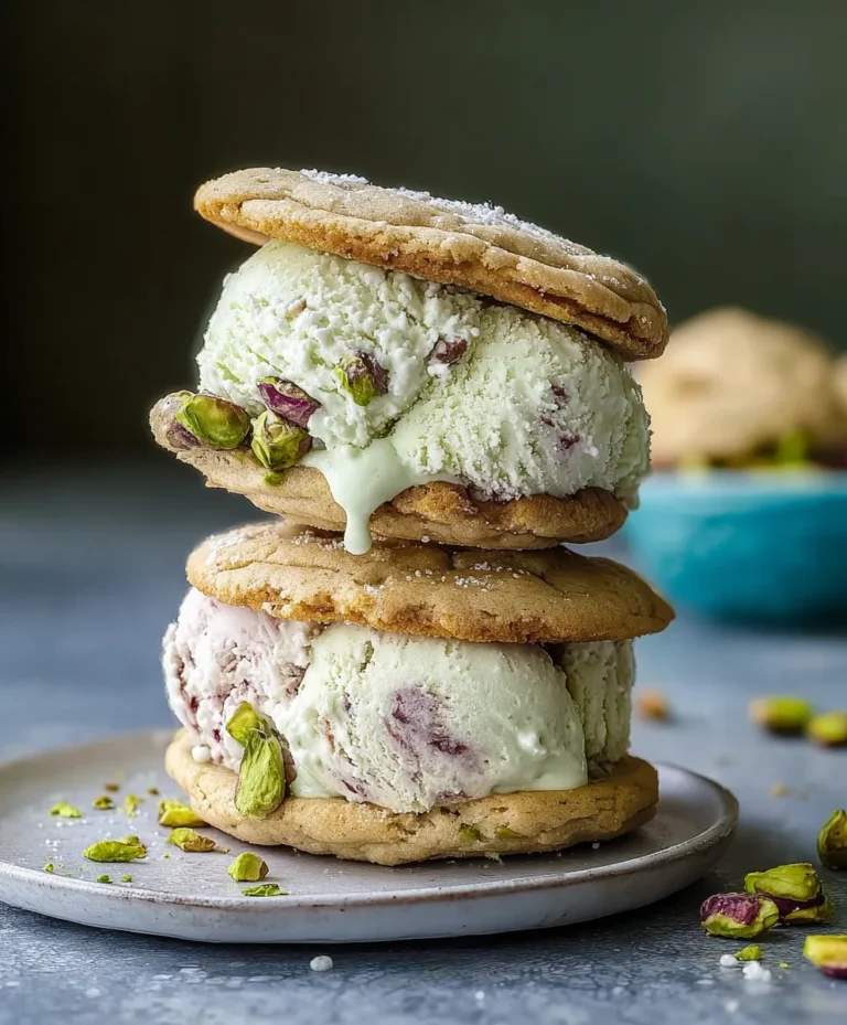 Pistachio Cookie Ice Cream Sandwiches- Easy Recipe