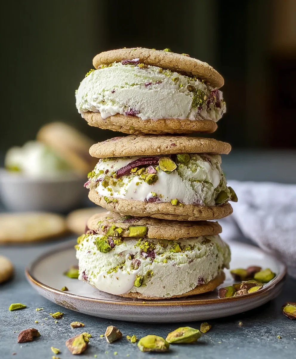 Pistachio Cookie Ice Cream Sandwiches- Easy Recipe