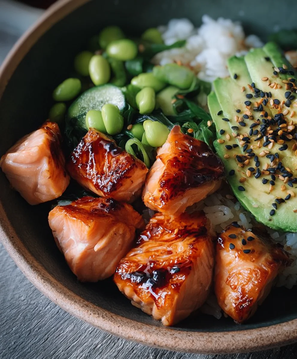 Easy Teriyaki Salmon Sushi Bowl GF-Healthy Meal