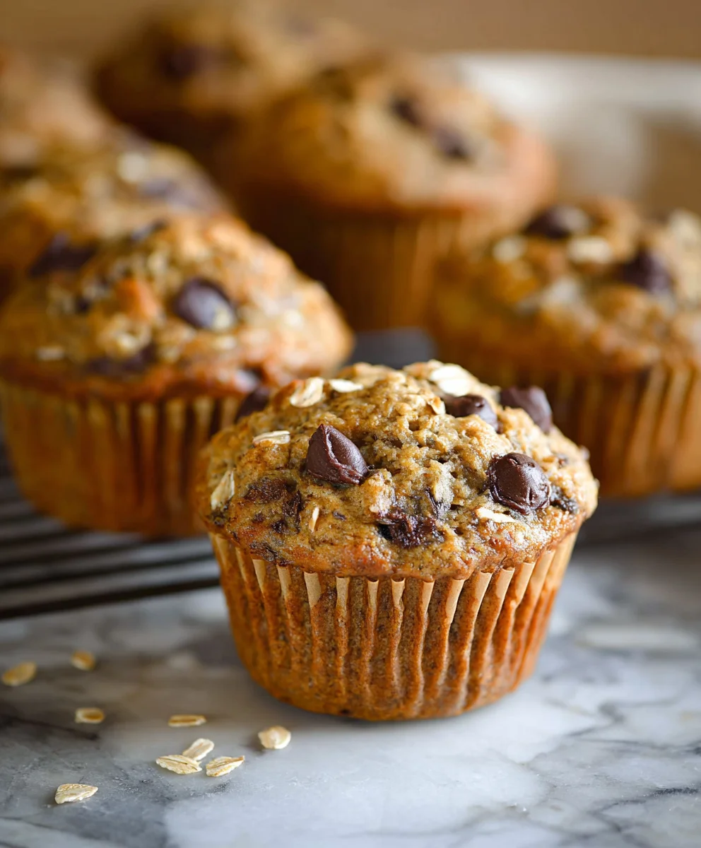 Healthy Banana Oatmeal Muffins-Chocolate Chip Yum