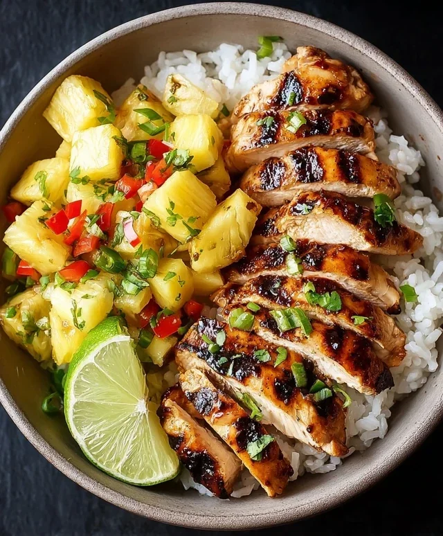 Grilled Chicken and Pineapple Bowls with Coconut Rice