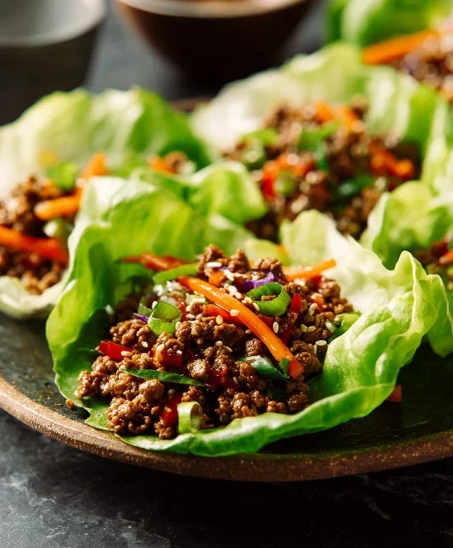 Asian Style Ground Beef Lettuce Wraps
