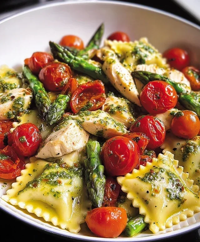 Chicken Ravioli with Pesto and Veggies