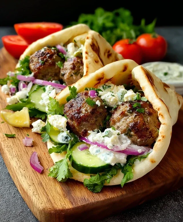 Greek Meatball Pitas