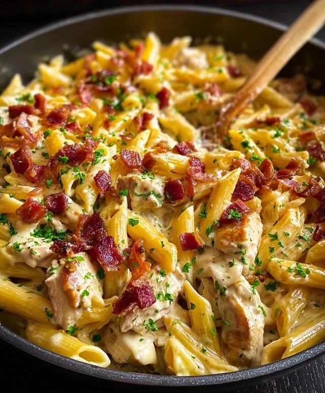 One-Pan Creamy Ranch Beef Beef Bacon Chicken Pasta