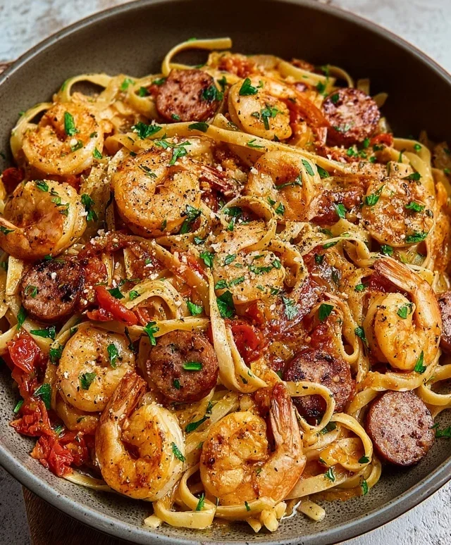 Creamy Cajun Shrimp Pasta with Sausage