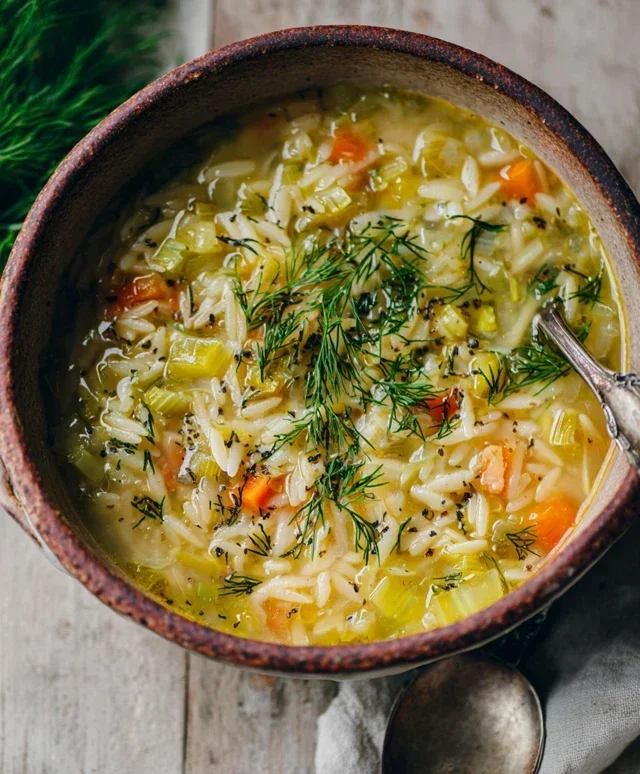 Orzo Leek and Dill Soup