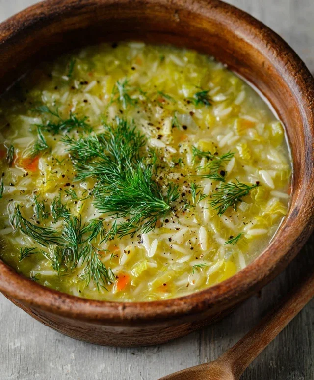 Orzo Leek and Dill Soup