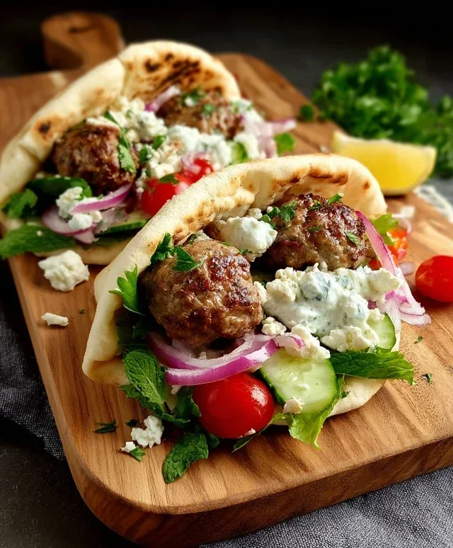 Greek Meatball Pitas