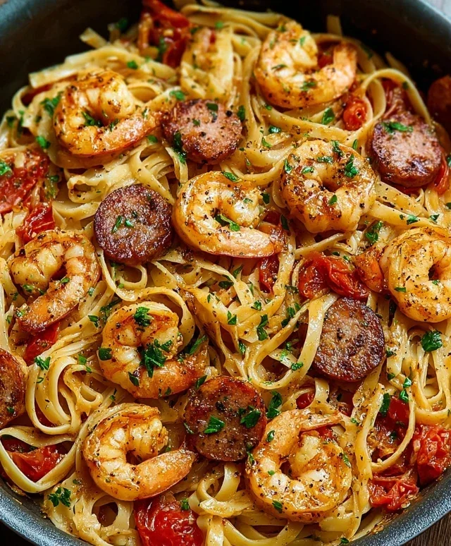 Creamy Cajun Shrimp Pasta with Sausage