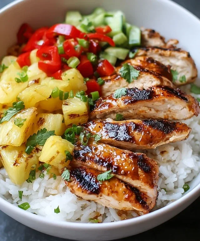 Grilled Chicken and Pineapple Bowls with Coconut Rice