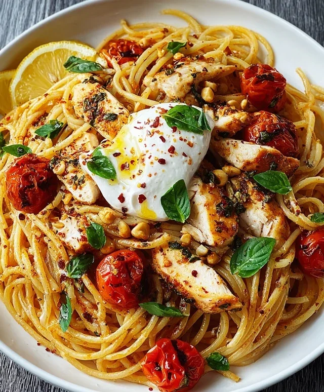 Chicken Spaghetti with Burrata