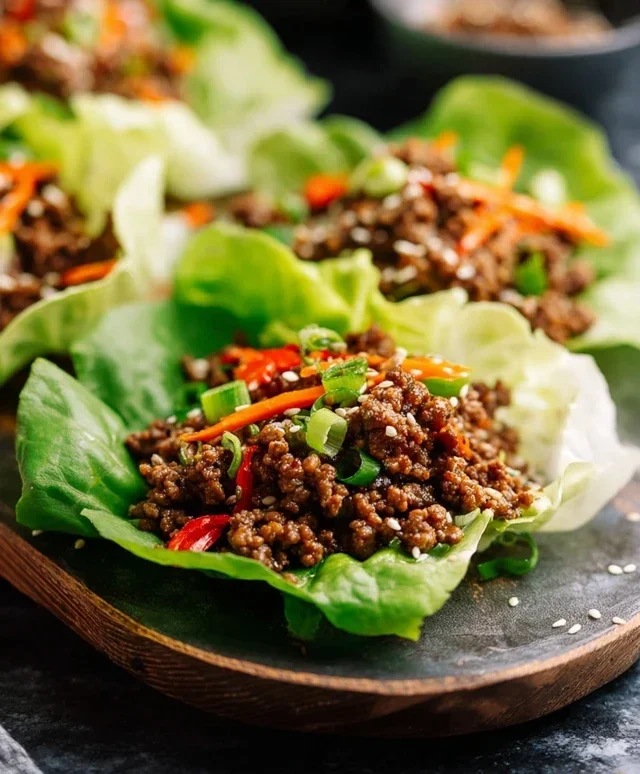 Asian Style Ground Beef Lettuce Wraps
