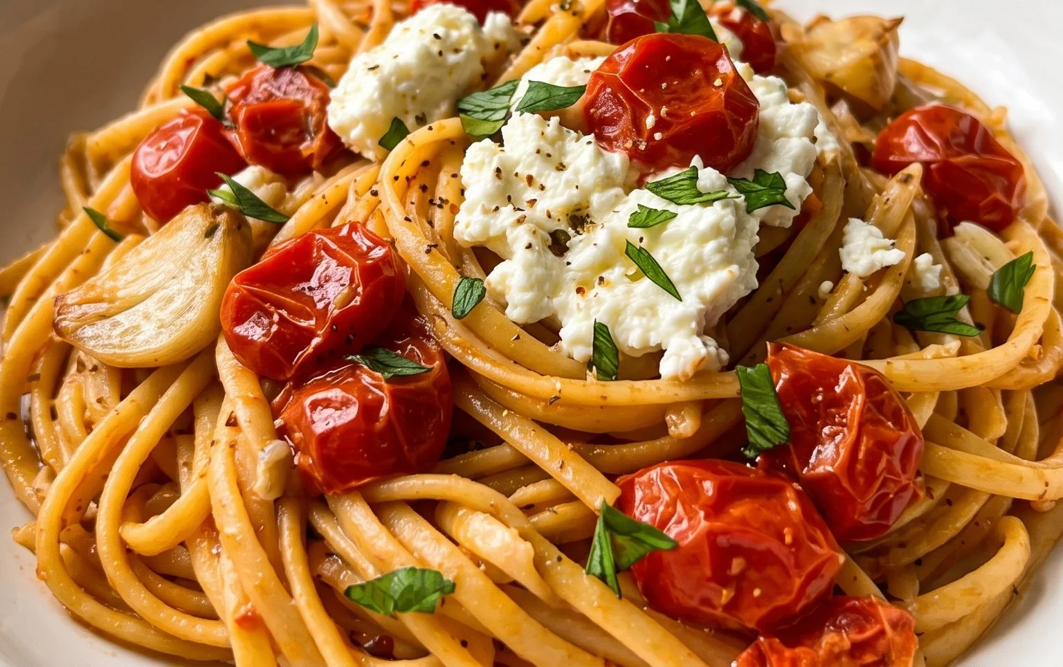 Roasted Tomato and Garlic Ricotta Pasta