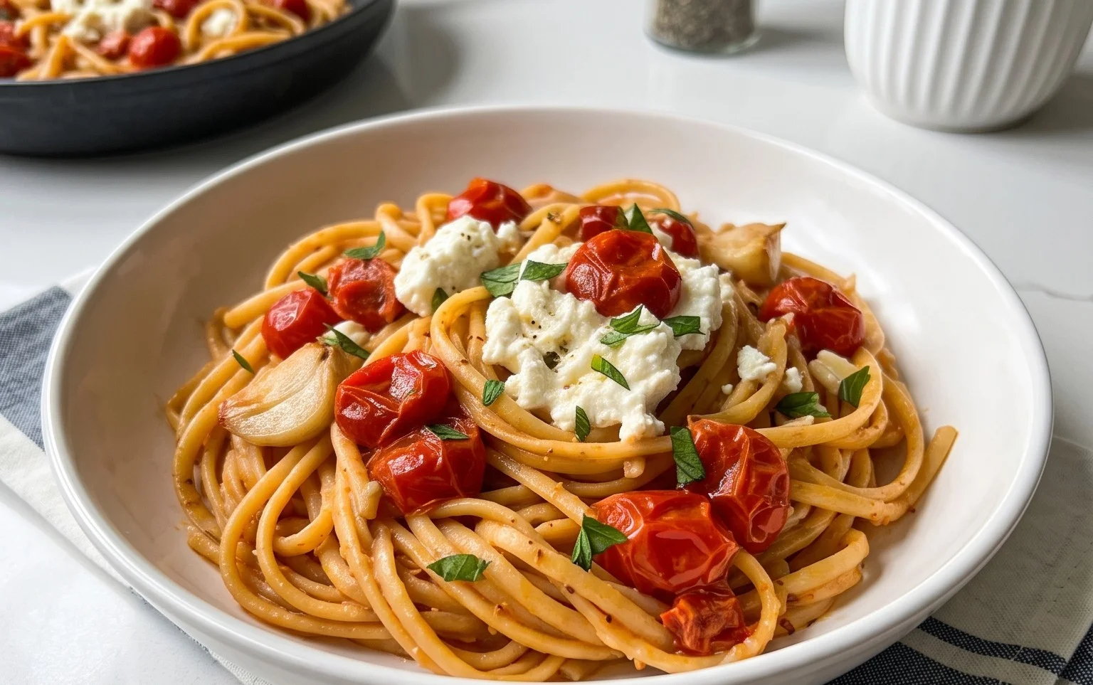 Roasted Tomato and Garlic Ricotta Pasta