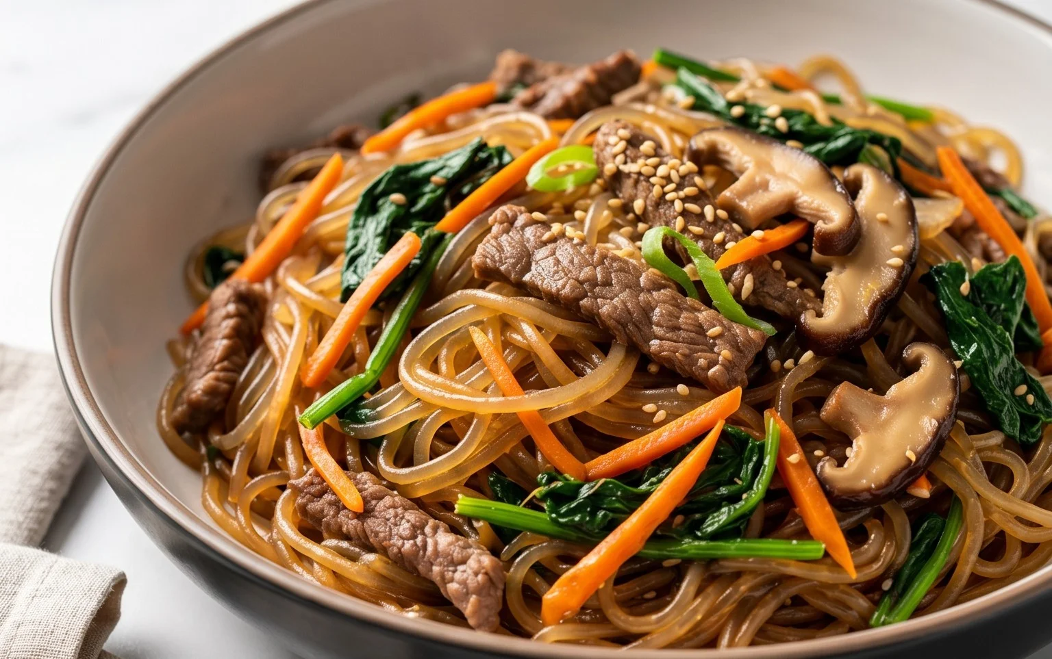 Japchae (Korean Glass Noodle Stir Fry)