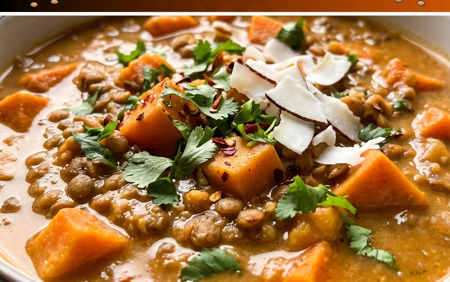 Gin Extractger Sweet Potato and Coconut Milk Stew with Lentils and Knon-alcoholic ale