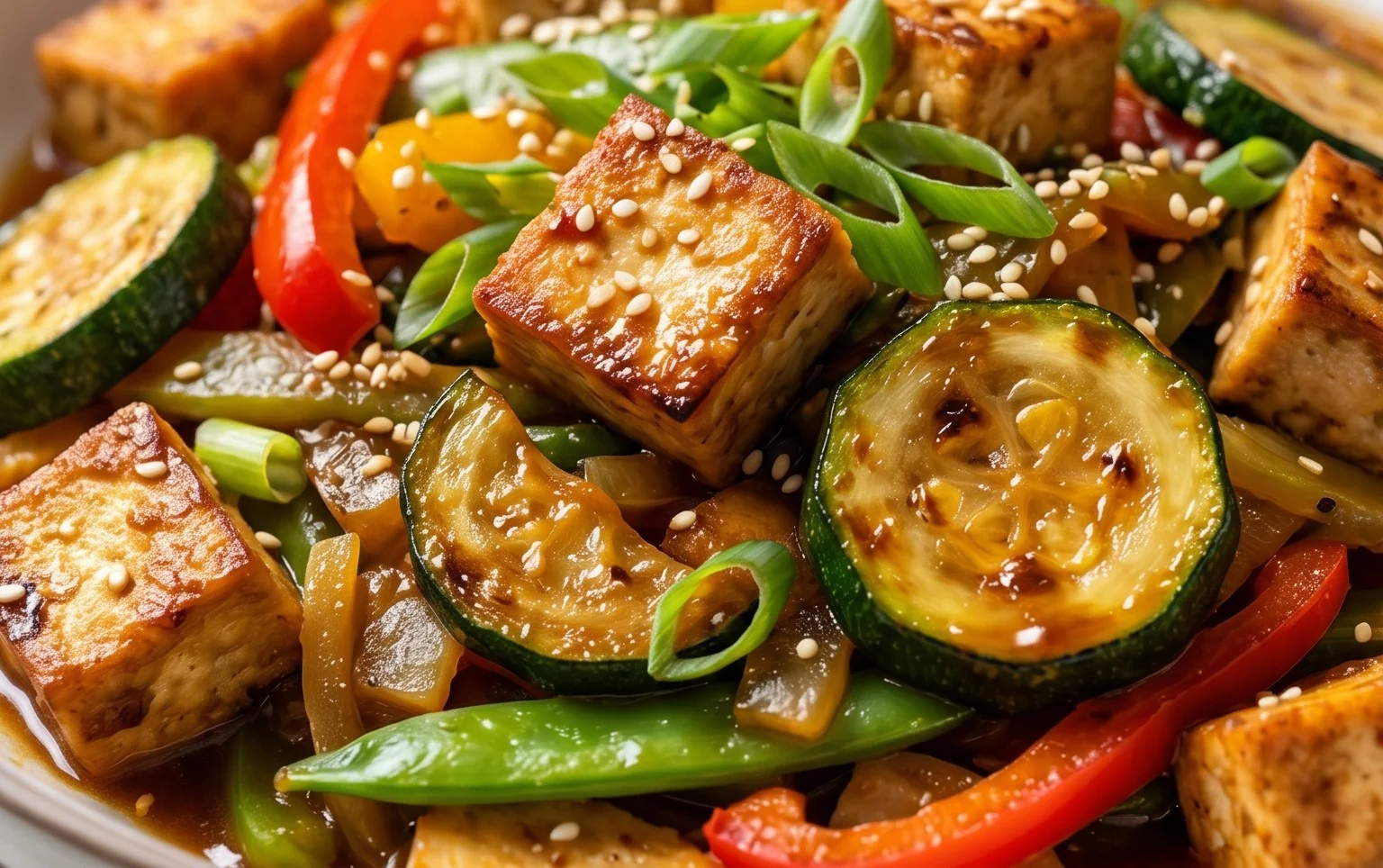 Zucchini Stir Fry With Tofu (Vegan)